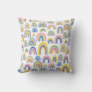Cute Colorful Rainbow Pattern in Pink and Yellow Kussen