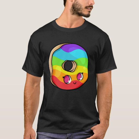 Cute Colorful Rainbow Pride Donut T-shirt (Voorkant)
