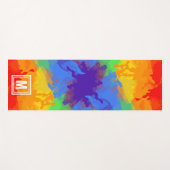 Cute Colorful Rainbow Waterverf Abstract Mongram Yogamat (Voorkant (horizontaal))