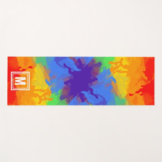 Cute Colorful Rainbow Waterverf Abstract Mongram Yogamat (Voorkant (horizontaal))