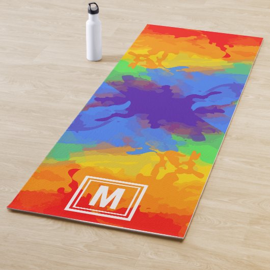 Cute Colorful Rainbow Waterverf Abstract Mongram Yogamat (In situ)