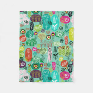 Cute Colorful Retro Cartoon Floral Pattern Fleece Deken