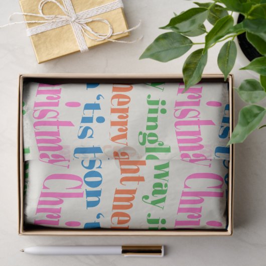 Cute Colorful Retro Christmas Script Decoupage Tissuepapier (Geschenk)