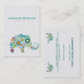 Cute Colorful Retro Floral Elephant Visitekaartje (Voorkant / Achterkant)