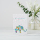 Cute Colorful Retro Floral Elephant Visitekaartje (Staand voorkant)