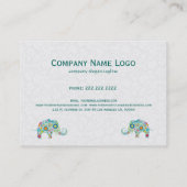 Cute Colorful Retro Floral Elephant Visitekaartje (Achterkant)