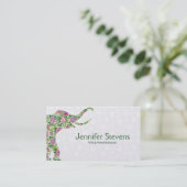 Cute Colorful Retro Floral Elephant Visitekaartje (Staand voorkant)