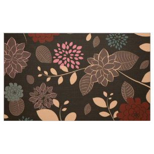 Cute Colorful Retro Floral Illustration 2 Stof