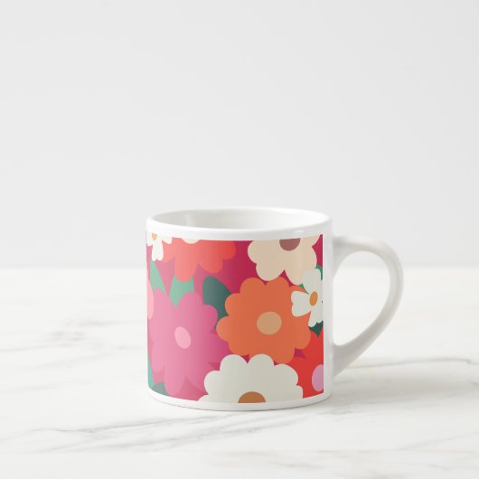 Cute Colorful Retro Florals Espresso Kop (Rechts)