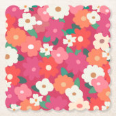 Cute Colorful Retro Florals Kartonnen Onderzetters (Voorkant)