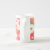 Cute Colorful Retro Florals Porselein Kop (Achterkant)