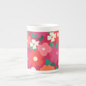 Cute Colorful Retro Florals Porselein Kop (Voorkant)