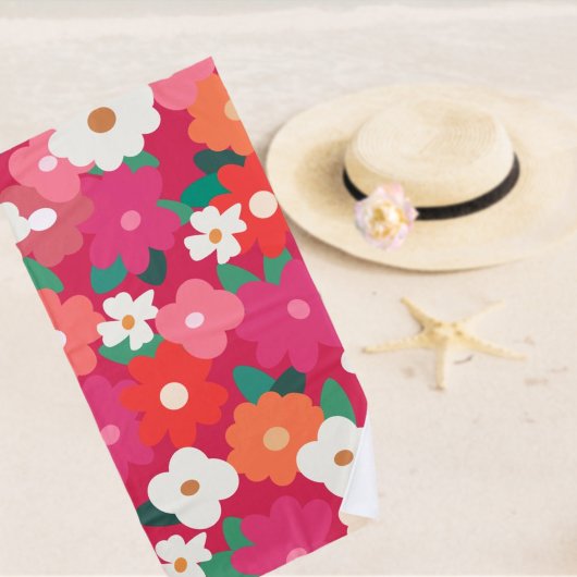 Cute Colorful Retro Florals Strandlaken