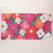Cute Colorful Retro Florals Strandlaken (Voorkant)
