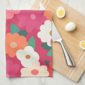 Cute Colorful Retro Florals Theedoek (Quarter Fold)