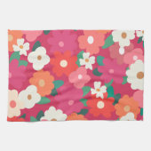 Cute Colorful Retro Florals Theedoek (Horizontaal)