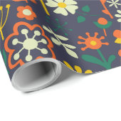 Cute colorful retro flower patroon cadeaupapier (Rol Hoek)