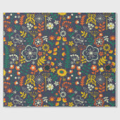 Cute colorful retro flower patroon cadeaupapier (Vlak)