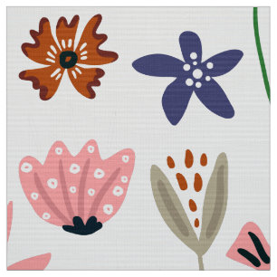Cute Colorful Retro Flowers Pattern Stof