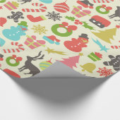 Cute Colorful Retro Kerstmis Cadeaupapier (Hoek)
