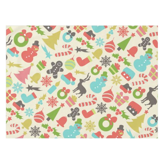 Cute Colorful Retro Kerstmis Tafelkleed (Voorkant (Horizontaal))