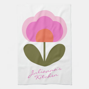 Cute Colorful Retro Scandinavian Flower Custom Theedoek