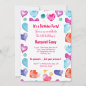 Cute Colorful Retro Waterverf Hearts Birthday Kaart (Voorkant)