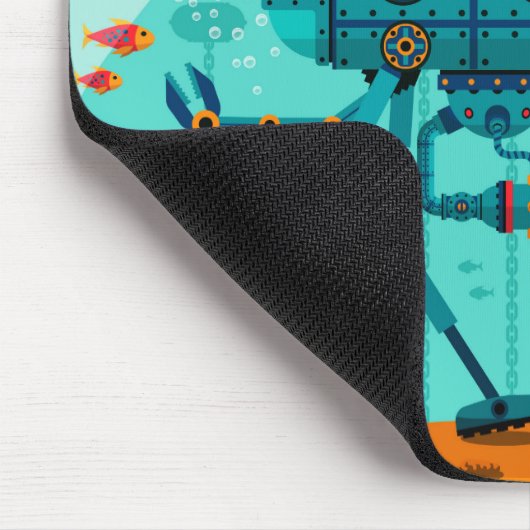 Cute Colorful Robot Underwater Scene Muismat (Hoek)