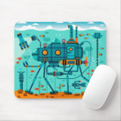 Cute Colorful Robot Underwater Scene Muismat (Met muis)