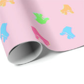 Cute Colorful Roller Schaatsen Derby Pattern Pink Cadeaupapier (Rol Hoek)