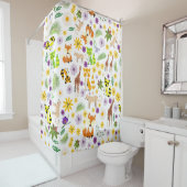 Cute colorful safari patroongiraf kinder wit douchegordijn (In situ)