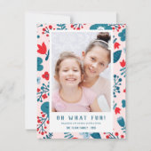 Cute Colorful Scandinavian Floral Kerstfoto Feestdagenkaart (Voorkant)