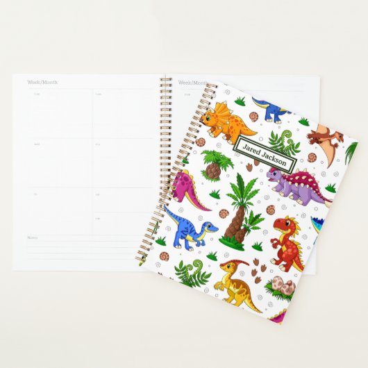 Cute Colorful Seamless Pattern Dinosaur Planner (Display)
