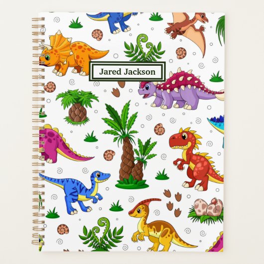 Cute Colorful Seamless Pattern Dinosaur Planner (Voorkant)