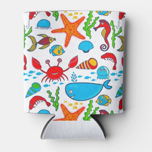 Cute Colorful See-life Illustratiepatroon Blikjeskoeler (Voorkant)