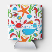 Cute Colorful See-life Illustratiepatroon Blikjeskoeler (Achterkant)