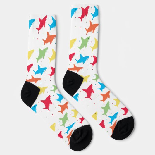 Cute Colorful Shark Pattern Sokken (Rechts)