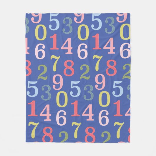Cute Colorful Simple Numbers Pattern Blue Fleece Deken (Voorkant)