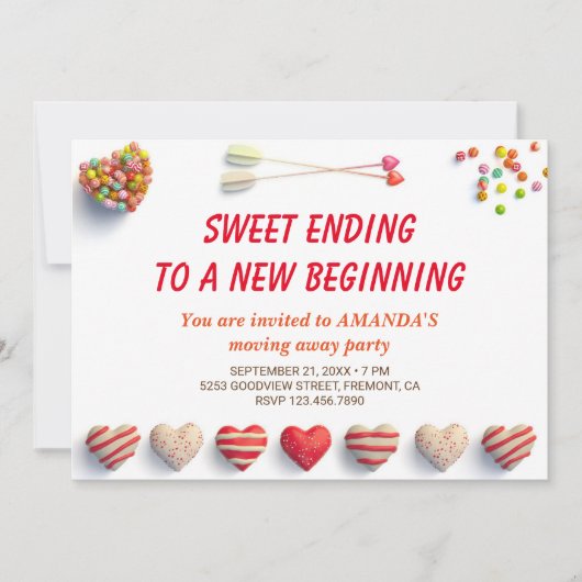 Cute Colorful Snoepjes Farewell Party Invitation Kaart (Voorkant)