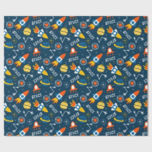 Cute Colorful Space Adventtern Cadeaupapier (Vlak)
