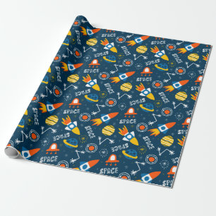 Cute Colorful Space Adventtern Cadeaupapier