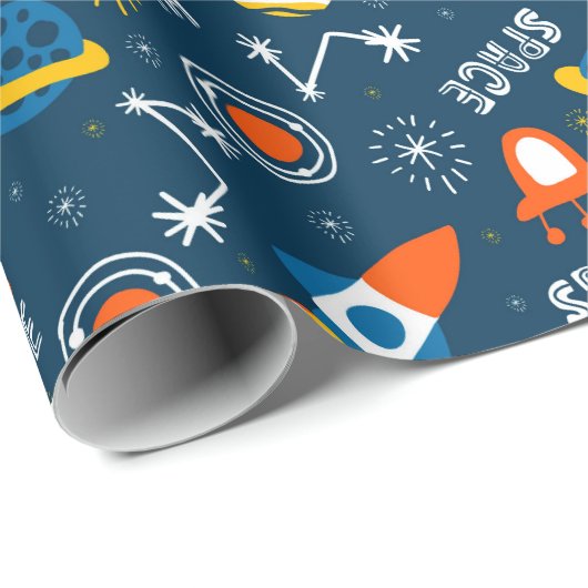 Cute Colorful Space Adventtern Cadeaupapier (Rol Hoek)