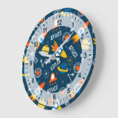 Cute Colorful Space Adventtern Grote Klok (Hoek)