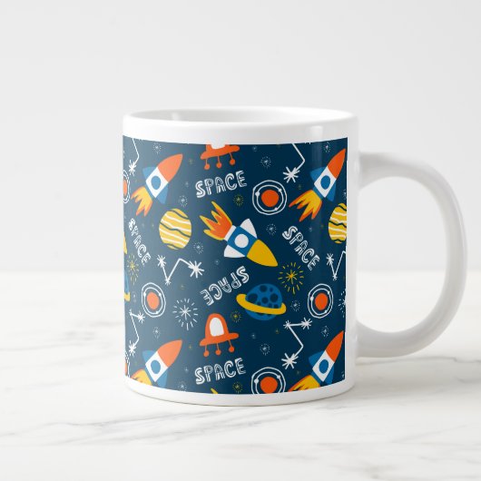 Cute Colorful Space Adventtern Grote Koffiekop (Rechts)
