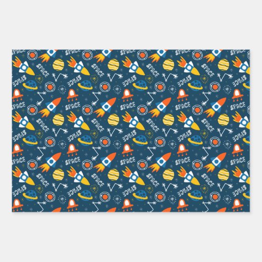Cute Colorful Space Adventtern Inpakpapier Vel (Voorkant 2)