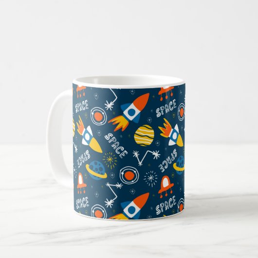 Cute Colorful Space Adventtern Koffiemok (Voorkant links)