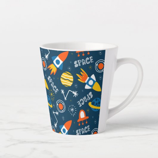 Cute Colorful Space Adventtern Latte Mok (Rechts)