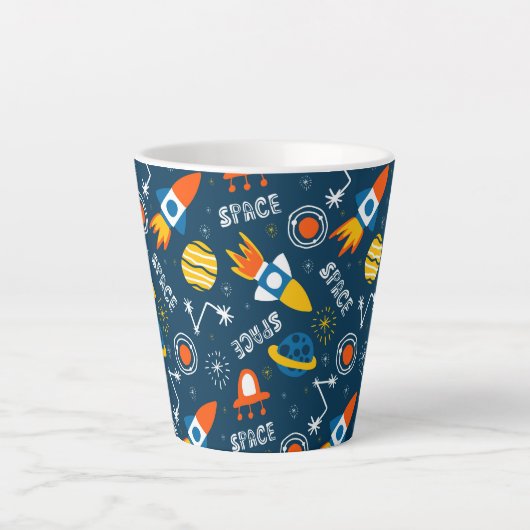 Cute Colorful Space Adventtern Latte Mok (Voorkant)