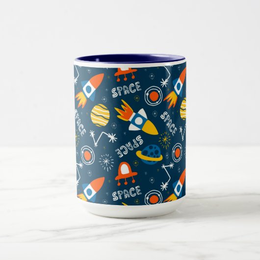 Cute Colorful Space Adventtern Mok (Midden)