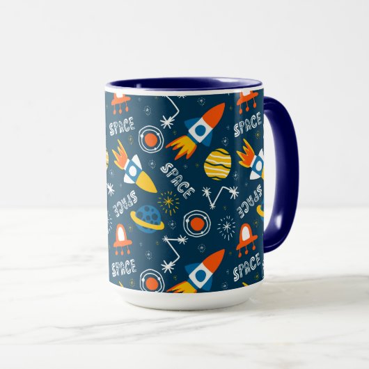 Cute Colorful Space Adventtern Mok (Voorkant rechts)